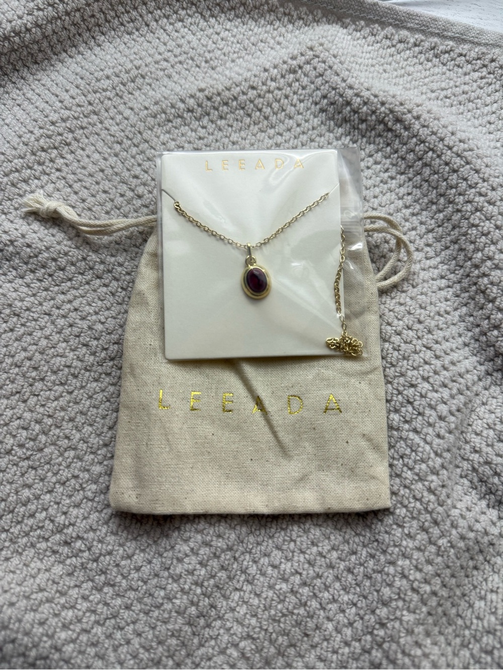 LeeAda Gold Necklace with Red Stone Pendant